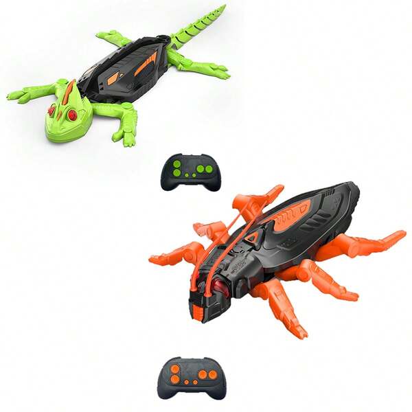 Rechargeable Remote Control Wall Climbing Robot Toy - LED Eyes Crawler Gecko & Cockroach Prank Toy, Fun Indoor RC Toy For Kids Boys Girls, Perfect Christmas Birthday Gift