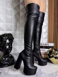 Women Over-The-Knee Boots - Black - View 2