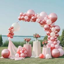 50/35pcs 10-Inch Vintage Pink Latex Balloons Set, For Boho Birthday Wedding Decoration, Bridal Shower, Valentine's Day - Elegant Party Decor - Multicolor - View 5
