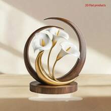 2D 平面白色莲花主题桌面装饰，适用于客厅、厨房和卧室，非常适合节日聚会和桌面展示，配有支架，兼具品质与美感，是理想的节日礼物