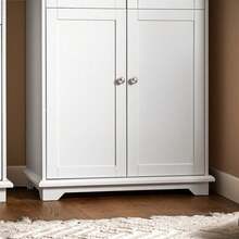 FSB76-W, Tall Cupboard With 2 Cabinets And 2 Drawers, Kitchen Dining Room Living Room Tall Cabinet Cupboard Sideboard - White - View 10