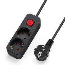 Aigostar Regleta Enchufes, Alargador Enchufe de 2 Enchufes con Interruptor, Cable de 5 Metros, Negro - Enchufe EU Tipo F(220-240V) - Ver 5