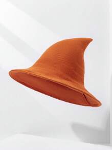 1件装欧美风针织巫婆帽万圣节巫师尖顶帽可折叠流行跨境款秋冬渔夫帽