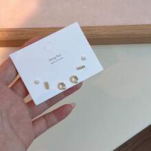 Elegant Metallic Pearl Mother-Of-Pearl Earrings Three-Piece Set Simple Niche Gentle Geometric Versatile Light Luxury Earrings For Women - Bộ hình tròn hình học SR-1039 - Xem 12