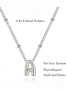 女士字母项链，精致银色泡泡字母项链，小巧A-Z字母吊坠项链，名字项链，个性化吊坠项链，可爱金色项链，圣诞饰品，女士珠宝 - 款式2 (銀色) - 查看 3
