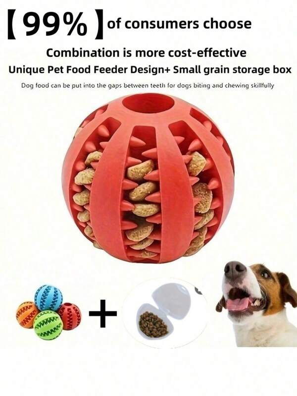 M1 Piece Of Interactive Dog Ball Toy With Elastic Abrasive Teeth, Food-Filled, Battery-Free, Chew Toys For Small Dogs, Rubber Food Ball Toys Pet Supplies Accessories, Dog Intelligence Toys For Dispensing Snacks, Interactive Chewing Toys To Enrich The Lives Of Small And Medium-Sized Dogs, Help Relieve Boredom, Stimulate The Braine The Brain
