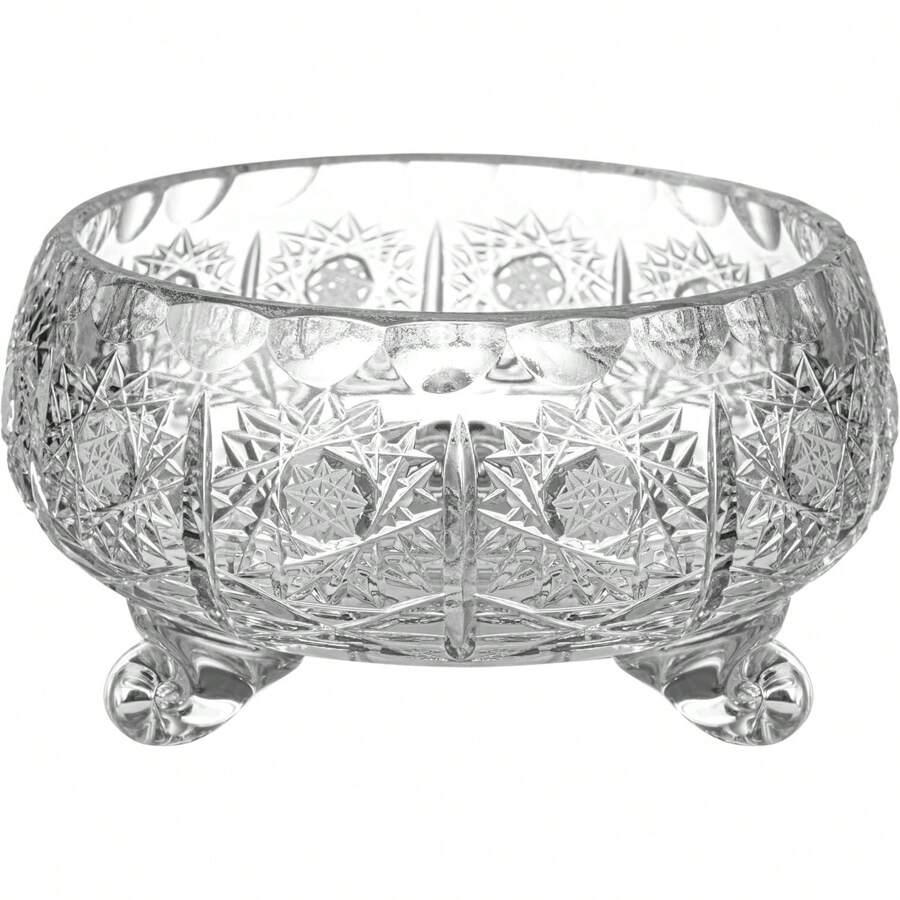 Glass - Hand Cut Crystal - Footed - 4" Diameter - For - Candies - Nuts - Chocolate - Small - Made In Europe - 1 - View 1
