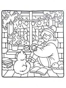 Livro de colorir "Gatos e Chocolate Quente" com 48 páginas, adequado para adultos e crianças, com desenhos ousados e simples, ideal para relaxar. Pode ser usado como presente de Natal, Halloween, aniversário, Dia das Crianças, material escolar e para a volta às aulas. [Essencial para pintura à mão] Livro de colorir, sem necessidade de decalque, basta pintar. - Multicolorido - Ver 4