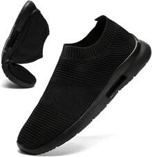 Mens Slip On Shoes Tennis Sports Sneakers Lightweight Casual Dress Summer Beach Slippers-2025 - 黑色 - 查看 1