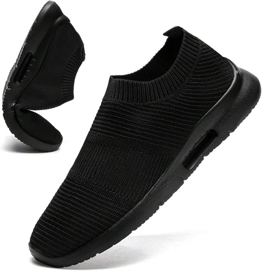 Mens Slip On Shoes Tennis Sports Sneakers Lightweight Casual Dress Summer Beach Slippers-2025 - 黑色 - 查看 1