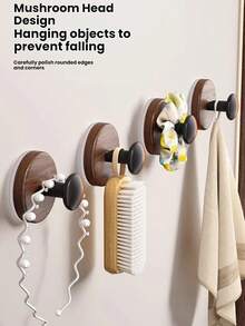 1/2/3/4个装胡桃木门钩，免钻孔壁挂式毛巾架，适用于厨房或浴室，节省空间的复古胡桃木配件，强力粘胶安装，快速安装于门/墙面，非常适合悬挂毛巾、浴袍、帽子、包袋和厨房用具，移除时不会损坏墙面，轻巧耐用，适合公寓生活，现代简约风格，提升收纳整理效果，是宿舍和小空间的理想礼物，保持潮湿区域整洁，快速释放卡扣 - 彩色 - 查看 5