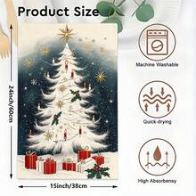 1 set/1 pieza/2 piezas Paños de cocina y paños de platos con estampado de árbol de Navidad, adecuados para decoración de interiores en restaurantes, cocinas y baños, decoración de fiestas, regalos navideños y también pueden ser entregados como regalos de Navidad