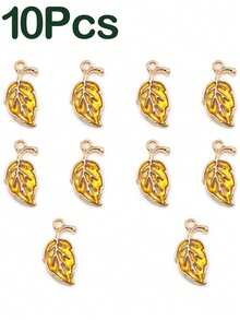 10Pcs Multicolor Alloy Leaf Pendant Colorful Leaf Charms For Jewelry Making Findings Crafting Accessory For DIY Necklace Bracelet - 10Pcs - View 8