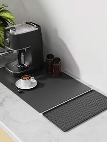 2 tấm thảm cà phê silicon 2 trong 1 & thảm lau bát đĩa, thảm quầy pha cà phê 24''x16'' có thảm lau bát đĩa có thể tháo rời cho mặt bàn bếp, phụ kiện quầy pha cà phê vừa vặn dưới máy pha cà phê, máy pha cà phê, bình pha cà phê, máy pha cà phê espresso, giá để bát đĩa - Nhiều màu - Xem 3