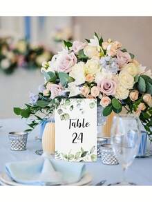 31 peças Números de Mesa de Casamento Dupla Face Dourados 1-25/30 com Número de Mesa Principal - Design de Eucalipto Verde, Adequado para Casamento, Aniversário e Decoração Central da Festa do Chá de Panela, Cartões Dupla Face de Eucalipto Verde Decoração Central da Festa para Casamento, Chá de Bebê, Aniversário, Chá de Panela (Dourado, Preto)