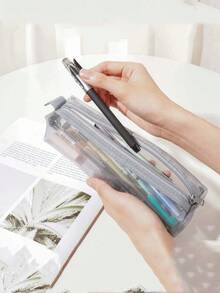 1 Stück transparente Mesh Federtasche, tragbare Aufbewahrung geeignet für Schüler Mesh Federtasche, Reißverschluss Mesh Tasche, multifunktionale transparente Federtasche Aufbewahrungstasche, geeignet für Büromaterial, Kosmetik, Reisezubehör, für Schulmaterial, Schulanfang, Weihnachtsdekoration, Weihnachtsgeschenke