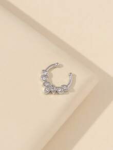1pc Adjustable Silver-Color Rhinestone Nose Clip (Non-Piercing), Suitable For Daily Wear - Silver - View 4