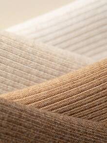 1/6 Pairs Women Melon Color Solid Simple Fashion Versatile Comfortable Soft Fleece Lined Mid-Calf Socks, Suitable For Casual Daily Wear