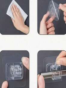 2 Pieces Adhesive Curtain Bar Holders, Drillless Bar Holders, Transparent Pole Holder Hooks, Wall Adhesive Clips, Shower Bar Holder, Resistant And Waterproof Mounting For Bathroom, Kitchen, Wardrobe Organization, Home Essentials.Dormitories And Hotels Are Essential For Travel,Perfect Birthday Anniversary Valentine's Day Christmas Halloween Teacher's Day Graduation Return To School Thanksgiving Surprise