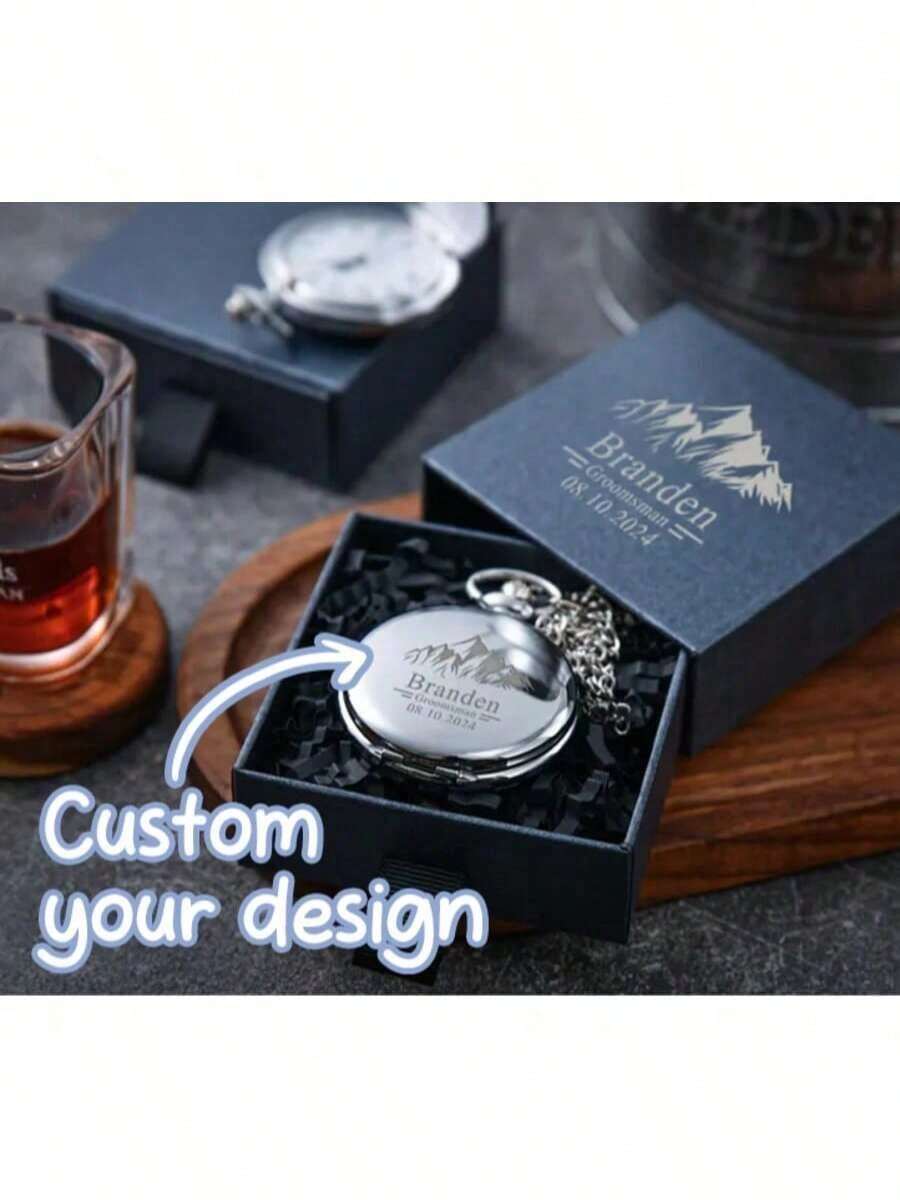 [Custom] Personalized Engraved Pocket Watch-The Perfect Gift For The Groomsmen,Best Groom Proposal Or Wedding Party Keepsake.Unique Personalized Clock