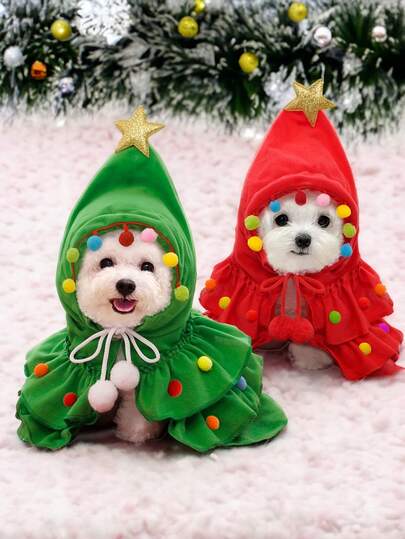 Mantello natalizio per cani e gatti, costume da Babbo Natale per feste, outfit speciale per autunno/inverno