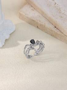 1 Stück gotischer Vintage Spinnenring für Frauen und Männer, silberfarben, öffnender Tierring, Punk Y2K Halloween Schmuckzubehör Geschenk