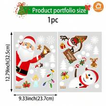 SUPSTICKER 1/2pcs 12.79*9.33inch Cartoon Christmas Snowman, Reindeer And Santa Claus Element Home Decor Stickers, Double-Sided Transparent PVC Window Decals, Self-Adhesive For Living Room, Bedroom, Kitchen, Mall Display, Creates Holiday Atmosphere - Multicolor - View 4