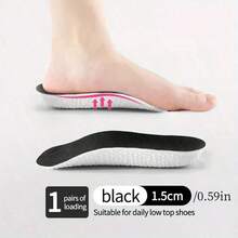 1pair Silicone Gel Height 1.5-3.5cm/0.59-1.38in Increase Insole Heel Lifting Inserts Shoe Elastic For Unisex, Inner Heightening Insole Artifact, Invisible Soft Sole For Men And Women, Breathable, Shock-Absorbing For Sports Without Tiring The Feet(Random Packaging), Back To School Supplies,Shoe,Spring Summer Picks,Brides Maid Gifts,Room,Bedroom Decor,Beach,Travel,For Men,For Women,Vacation,Cute Stuff - Black - View 5
