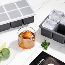 Large Ice Cube Tray For Whiskey: Amu Big Square Ice Cube Maker For Cocktail - 1Pack Silicone Old Fashioned Ice Cube Trays - 2inch Huge Cubed Ice Trays For Whisky