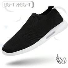 Mens Slip On Shoes Tennis Sports Sneakers Lightweight Casual Dress Summer Beach Slippers-2025 - 黑色 - 查看 3