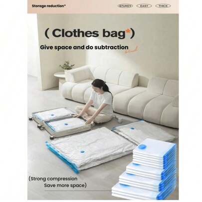 5/3/1 件装真空压缩袋，真空收纳袋，旅行压缩袋，可折叠衣物收纳袋，服装整理袋，旅行行李压缩袋，旅行宿舍收纳袋，加厚收纳袋，防水压缩袋，适用于家用床上用品、旅行打包、宿舍收纳，可重复使用真空包装节省空间袋