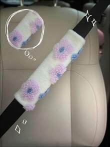 Plush Flower Car Seat Belt Shoulder Pads, Soft & Breathable Safety Belt Protector,Car Accessories Women - one-size - View 2