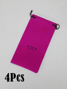 1-12 件植绒彩色抽绳眼镜收纳袋，时尚便携式眼镜盒 - 多色 - 查看 24