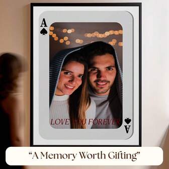 1pc Custom Playing Card Wall Decor Painting, Unique Gift Ideas For Couple, Custom Photo Print On Playing Cards, Gift For Him & Her, 1st Anniversary, Birthday