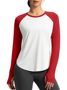 Womens Shirts UPF 50+ Lightweight Quick Dry Long Sleeve Workout Hiking Tops Outdoor - White Chilli Red - View 1