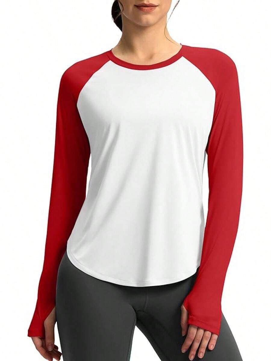 Womens Shirts UPF 50+ Lightweight Quick Dry Long Sleeve Workout Hiking Tops Outdoor - White Chilli Red - View 1