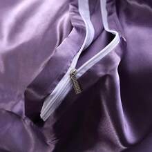 Full Satin Bedding Set In Wine Red, Silk - Like, Luxury Soft Burgundy Comforter Cover, Chic Bedroom Decor, Zippered (1 Duvet Cover + 2 Pillow Cases) - 多31 - 查看 5