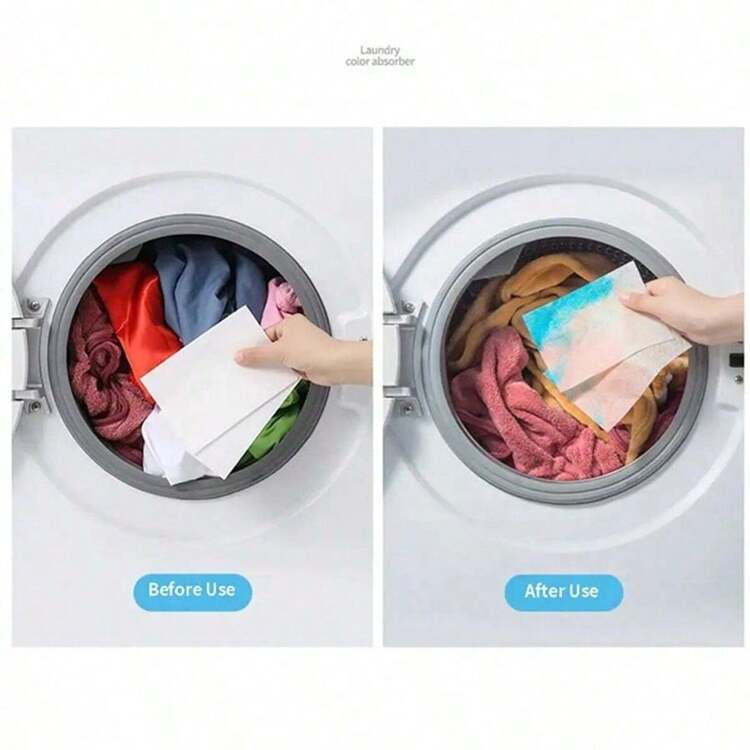 10/50/100/200片/袋洗衣片洗衣纸防沾色衣物片防混色吸水洗衣配件 - 白色 - 查看 6