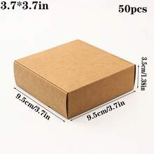 50pcs Square Kraft Paper Gift Boxes - Pink, Black, White, Brown, Suitable For Jewelry And Soap, Applicable For Wedding, Birthday, Graduation, Christmas, Valentine's Day, Mother's Day, Etc. - Multiple Sizes Available - Multicolor - View 14