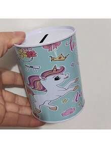 1pc Creative Sealed Coin Bank Cartoon Pattern Delicate Money Saving Box Decoration, One-Way Saving - Unicorn, Mermaid Pattern, Random Design