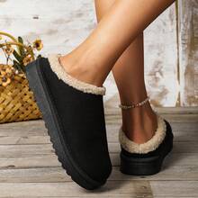 2024冬季新款外贸女款加绒保暖厚底无跟包头羊毛半拖鞋 - 黑色新款 - 查看 6