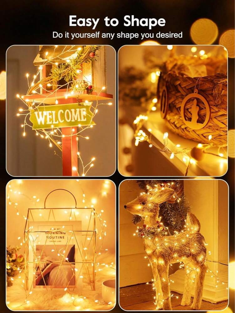 1Pc 100/200/300 LED String Lights USB 8 Modes Lighting Fairy Lights 3/6/9 M Copper Wire LED Lights For Wedding, Birthday Party, Camping, Halloween, Christmas Decor Twinkling Lights For Outdoor, Garden, Patio, Yard, Christmas Tree Decoration Lamp - Multicolor - View 6