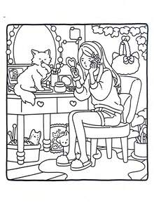 Livro de colorir "Gatos e Chocolate Quente" com 48 páginas, adequado para adultos e crianças, com desenhos ousados e simples, ideal para relaxar. Pode ser usado como presente de Natal, Halloween, aniversário, Dia das Crianças, material escolar e para a volta às aulas. [Essencial para pintura à mão] Livro de colorir, sem necessidade de decalque, basta pintar. - Multicolorido - Ver 7