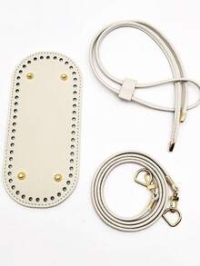 3 Piezas Kit de Fabricación de Bolsos DIY con Cadena, Base de Bolso de Cubo de PU y Correa para el Hombro, Accesorios de Bolso de Ganchillo