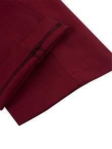 Furuyal 男士两件套优雅西装套装，男士绅士纯色双扣修身单排扣商务西装外套及裤子套装，适合舞会、派对、婚礼等场合，尽显绅士风范，酒红色，尺码 XS-3XL