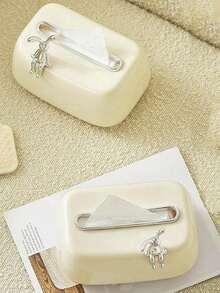 1pc Paper Towel Holder Box, High-End Home Kitchen Bathroom Tissue Box, Multifunctional Spring-Loaded Tissue Box For Living Room Coffee Table