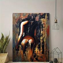 1 PIEZA Obra de arte de lienzo abstracta contemporánea enmarcada - Silueta femenina sensual con tonos dorados y negros, listo para colgar, decoración moderna para sala de estar, dormitorio, oficina, obra de arte de lienzo, pintura artística, obra de arte lista para galería, pintura decorativa, diseñadores de interiores, impresión de alta calidad, obra de arte enmarcada, diseñadores y artistas (lienzo envuelto) - Multicolor - Ver 2