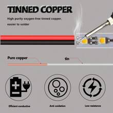 2-Pin 33ft/10M Extension Cable, 18AWG-22AWG Stranded Tinned Copper Wire For LED Lighting - Red Polyvinyl Chloride, 110V-220V, Hard-Wired, No Battery Needed, LED Lighting Cable | Sleek Red Cable | Durable Wire Construction, LED Lighting Kit