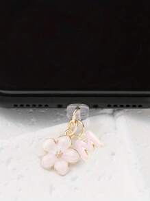 1 件时尚粉色花卉字母手机防尘塞，精致 A-Z 字母金属挂件，适合作为女性生日礼物，兼容 Lightning（5-14）/ Type-C 接口 - 粉色 - 查看 30