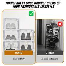 6 PCS Transparent Clear Sneaker Display Organizer, Storage Box Shoe Box Magnetic Closure Stackable, Space Saving, Plastic Organizers Boxes Stackable - Clear - View 7